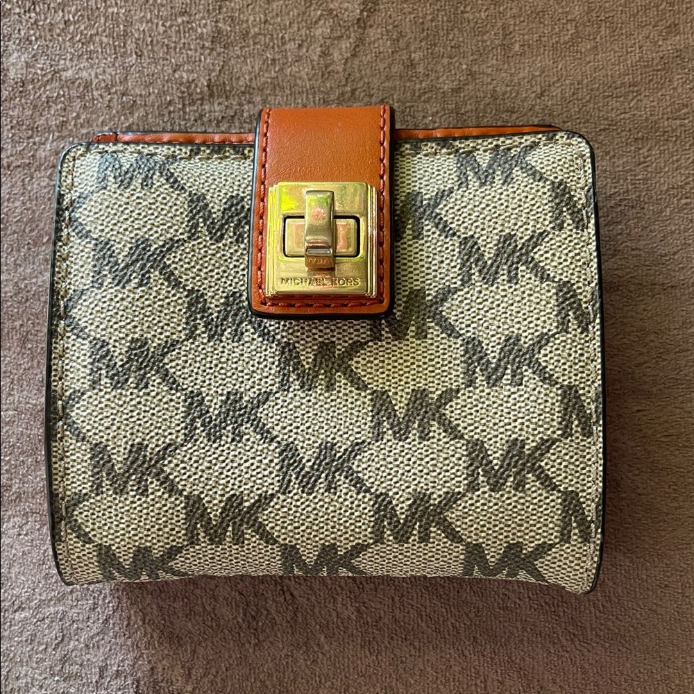 Michael Kors Beige and Brown Monogram Wallet
